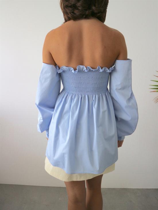  CF. Goldman 블라우스 참고: 골드만 오프숄더 코르셋 셔츠 블루 - OTHER BRANDS