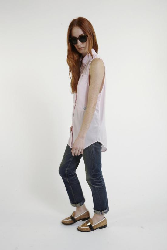  LF 마키 민소매 티셔츠 L.F.Markey 오스카 실크 작업 셔츠 연분홍색 - L.F.MARKEY