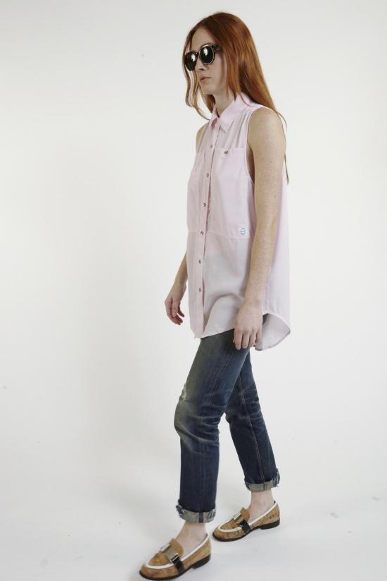  LF 마키 민소매 티셔츠 L.F.Markey 오스카 실크 작업 셔츠 연분홍색 - L.F.MARKEY