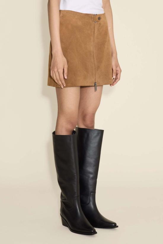  홀츠베일러 미디 스커트 Holzweiler Cia 가죽  카멜 - HOLZWEILER