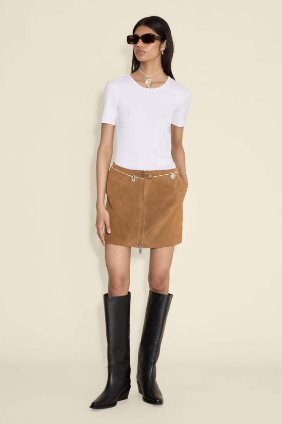  홀츠베일러 미디 스커트 Holzweiler Cia 가죽  카멜 - HOLZWEILER