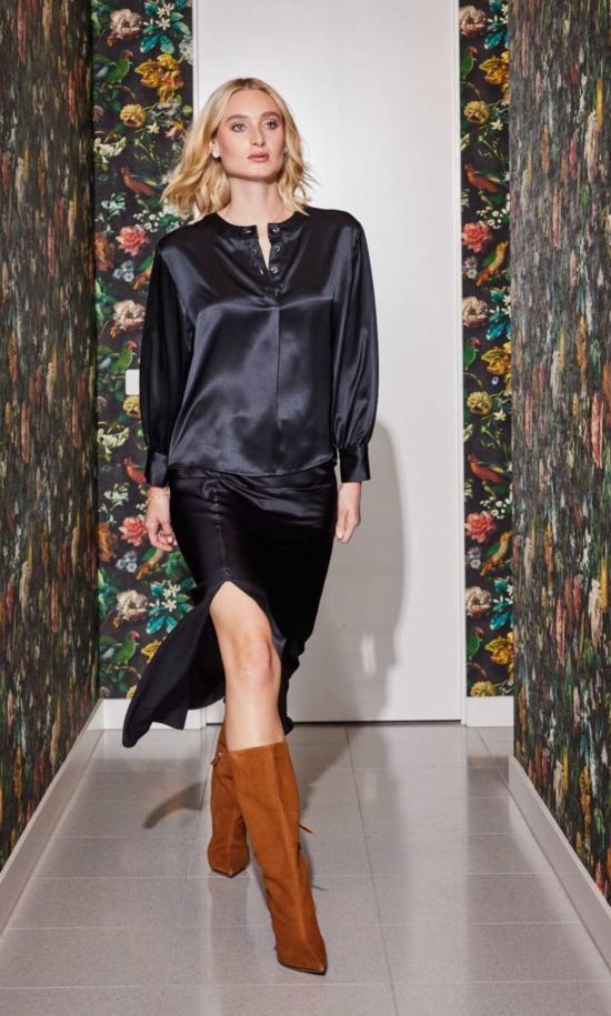  린제이 니콜라스 뉴욕 롱 스커트 린지 니콜라스 뉴욕 실크 슬릿 스커트 - LINDSAY NICHOLAS NEW YORK