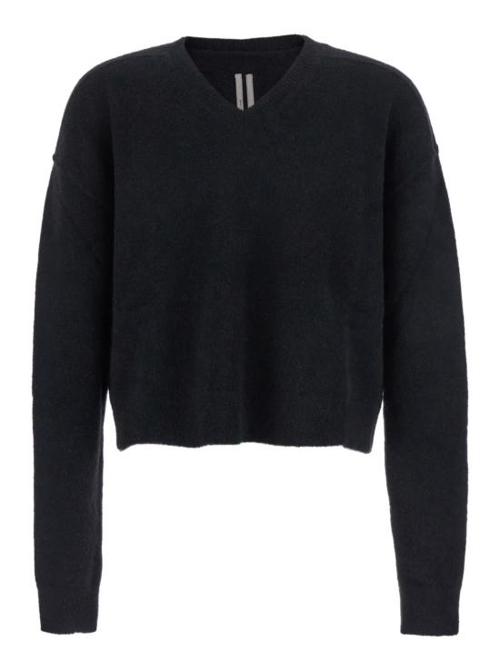  릭 오웬스 스웨터 브이넥 드롭숄더 울 블렌드  블랙