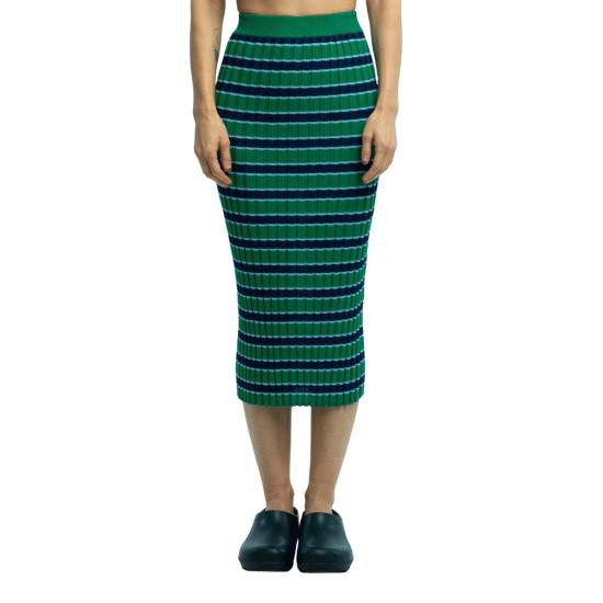  Eólas 미디 스커트 Darla 스커트 네이비/그린 스트라이프 - OTHER BRANDS
