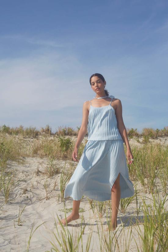  일레븐 식스 민소매 티셔츠 니트 발레리아 캐미 탱크 스카이 블루 - ELEVEN SIX