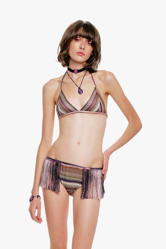  안나 수이 비키니 수영복 웨이브 셰브론 니트 프린지 스트라이프 비키니 세트 - ANNA SUI