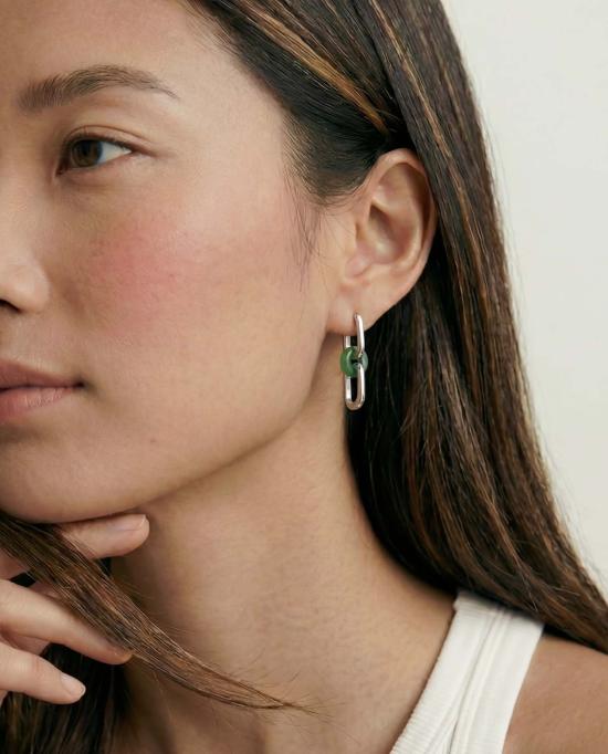  세레 이어링 델라 컨버터블 링크 제이드  스털링 실버 - SEREE