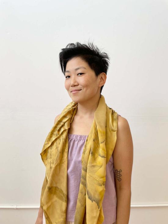  Happy French Gang 머플러/스카프 해피프렌치갱 에코프린팅 실크 스카프 골드 - OTHER BRANDS