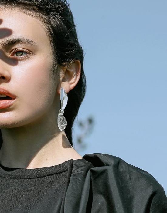  클레드 이어링 잎 귀걸이 (은) - CLED