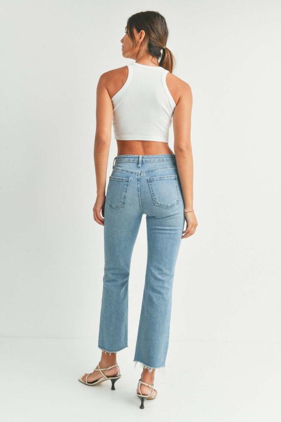  저스트 블랙 데님 데님 팬츠 빈티지 크롭 플레어 팬츠 - JUST BLACK DENIM