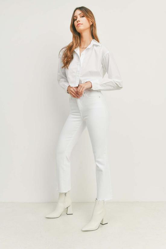  저스트 블랙 데님 데님 팬츠 빈티지 크롭 플레어 팬츠 - JUST BLACK DENIM