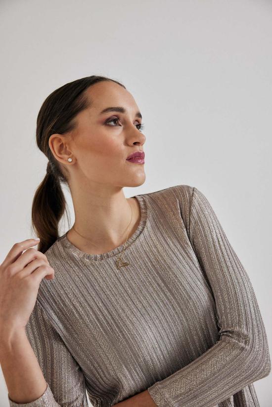  Lindsay Nicholas New York 긴팔 티셔츠 린지 니콜라스 뉴욕 로라 크루넥 앤티크 쉬머 - OTHER BRANDS