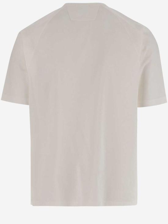  씨피 컴퍼니 반팔 티셔츠 C.P. 회사 로고 패치가 부착된 면 티셔츠 (화이트) - C.P. COMPANY