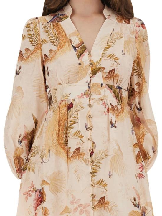  짐머만 미디 원피스 어센션 플런지 미디 드레스 베이지 - ZIMMERMANN