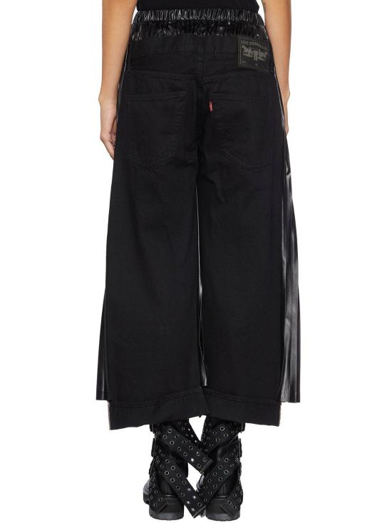  와타나베 준야 스트레이트 팬츠 준야 와타나베 플리츠 스트레이트 헴 팬츠 블랙 - JUNYA WATANABE