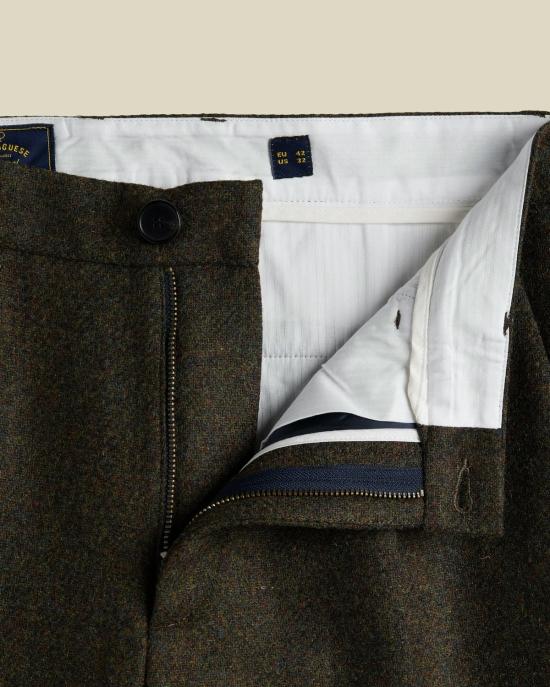  포르투기스플란넬 스트레이트 팬츠 포르투갈산 플란넬 울 헤링본 싱글 플리츠 팬츠 - PORTUGUESE FLANNEL