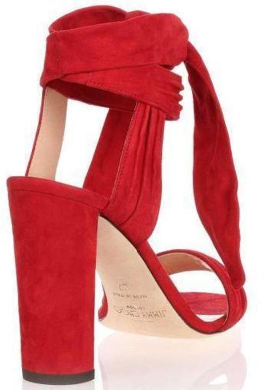  지미추 샌들 미러 레더 코라 스웨이드  레드 - JIMMY CHOO