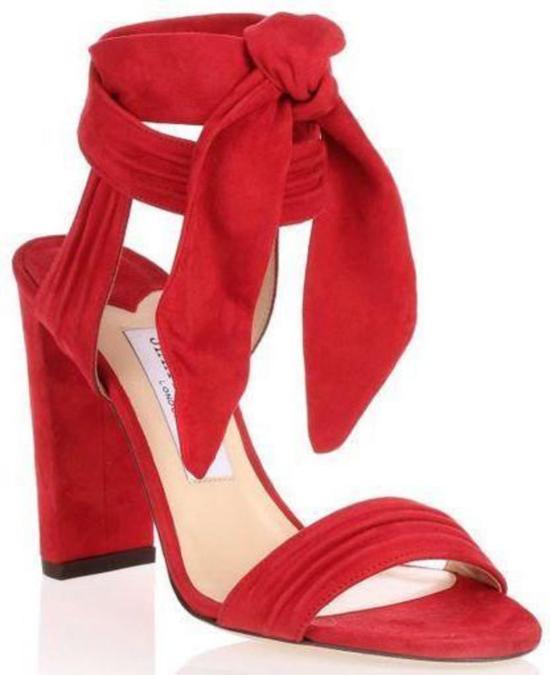  지미추 샌들 미러 레더 코라 스웨이드  레드 - JIMMY CHOO