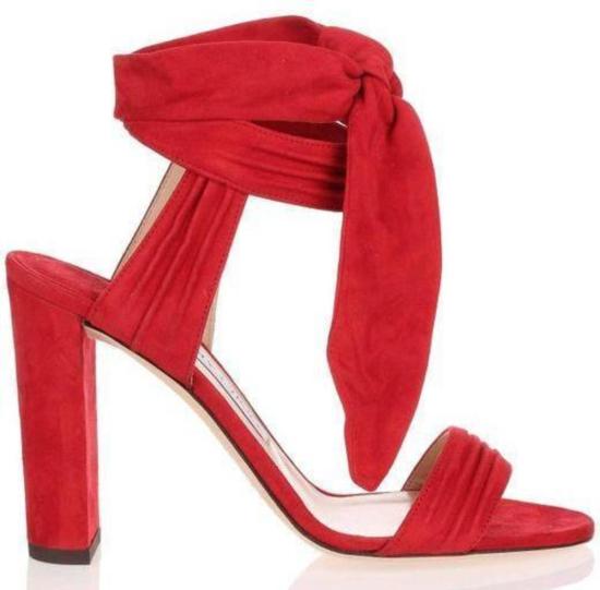  지미추 샌들 미러 레더 코라 스웨이드  레드 - JIMMY CHOO