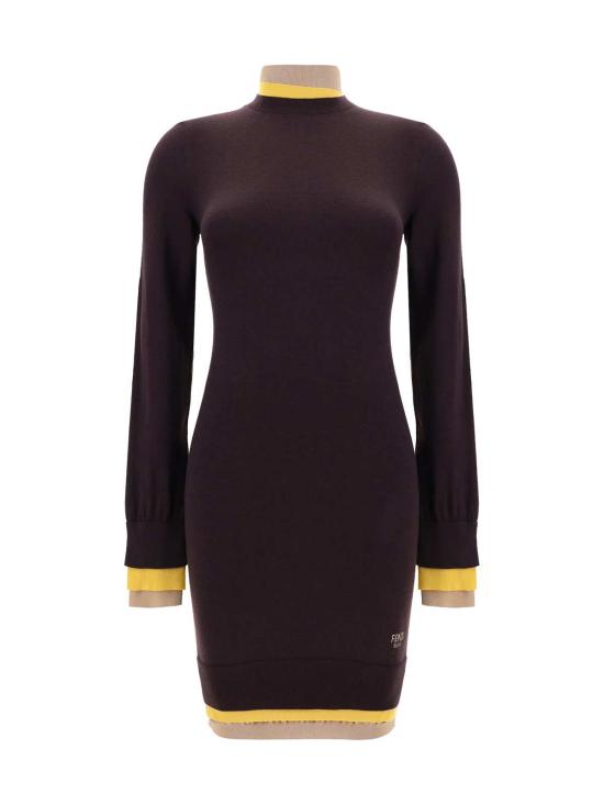  펜디 숏 원피스 미니 울 드레스 가지색