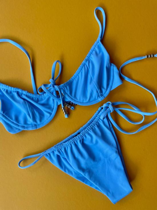  팜 비키니 수영복 바이퍼 언더와이어 비키니 탑 스카이 블루