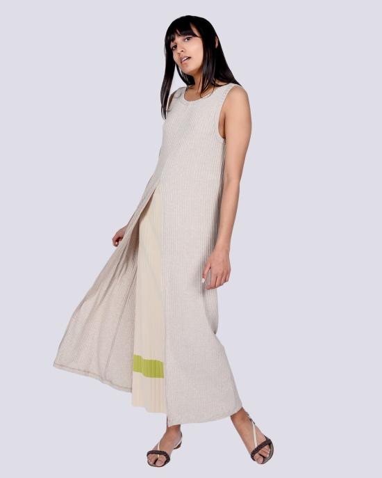  리타 튜닉 로우 메이블 맥시 슬릿 니트 탑 그레이 - RITA