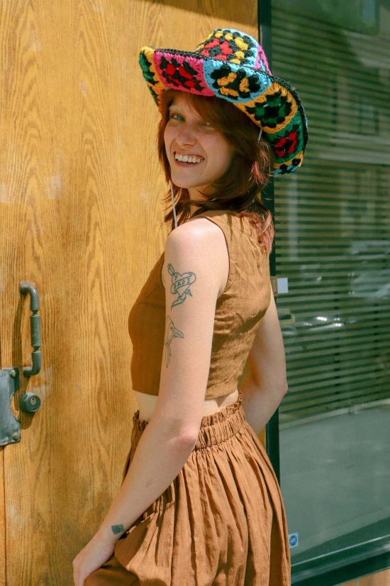  World of Crow 미디 스커트 월드 오브 크로우 풀온 스커트 & 탑 세트, 앤티크 브라운 색상 - OTHER BRANDS