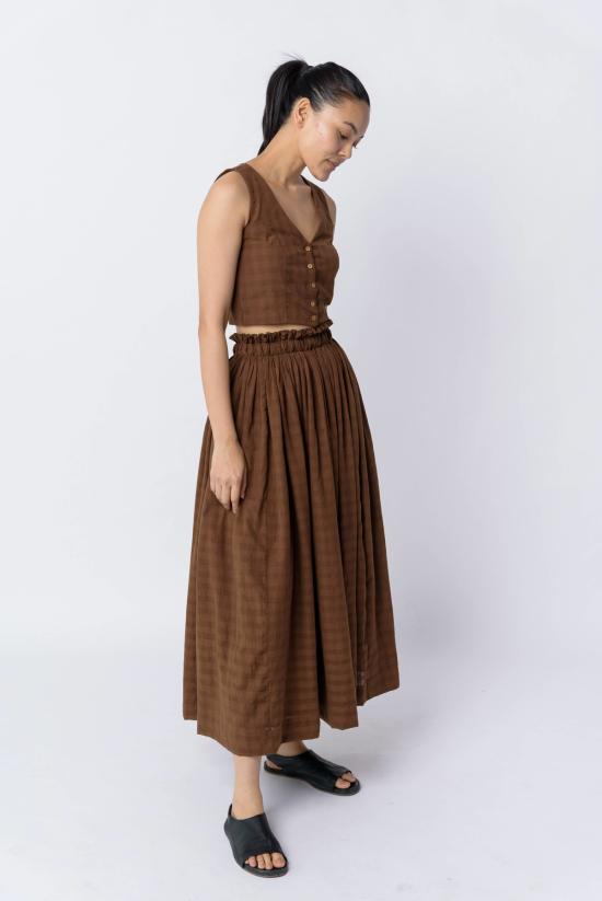  World of Crow 미디 스커트 월드 오브 크로우 풀온 스커트 & 탑 세트, 앤티크 브라운 색상 - OTHER BRANDS