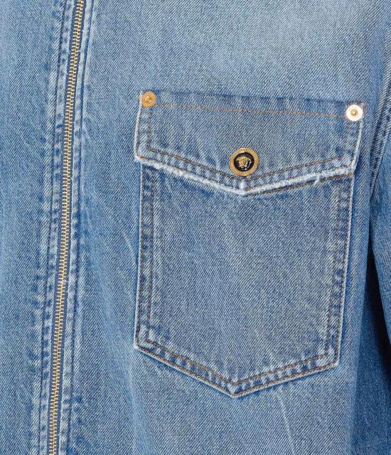  베르사체 데님 팬츠 지퍼 데님 셔츠 블루 - VERSACE