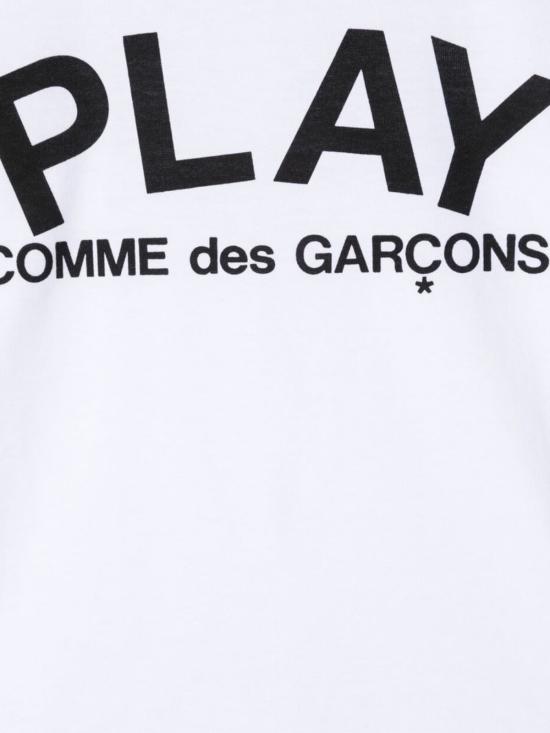  [키즈] 꼼데가르송 트레이닝 상의 Kids Comme Des Garçons 플레이 티셔츠 M/C 로고 화이트 - COMME DES GARCONS