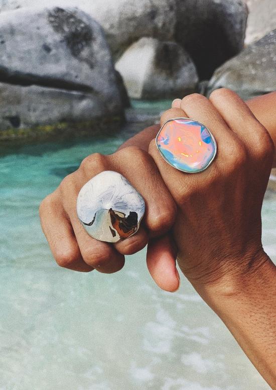  줄리 테브노 반지 프리즘 링 화이트 브론즈