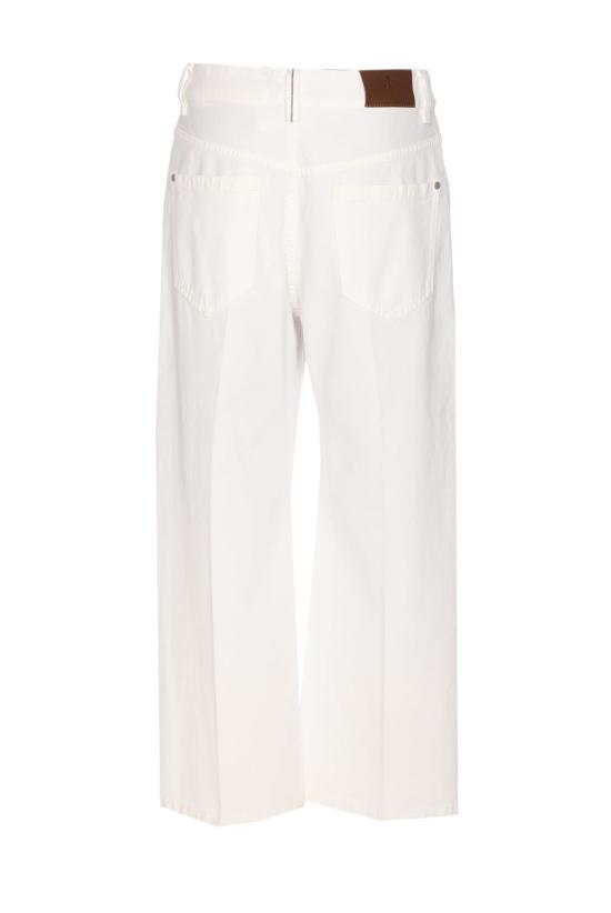  브루넬로 쿠치넬리 데님 팬츠 컨템포러리 스퀘어  (주얼 장식) 화이트 - BRUNELLO CUCINELLI