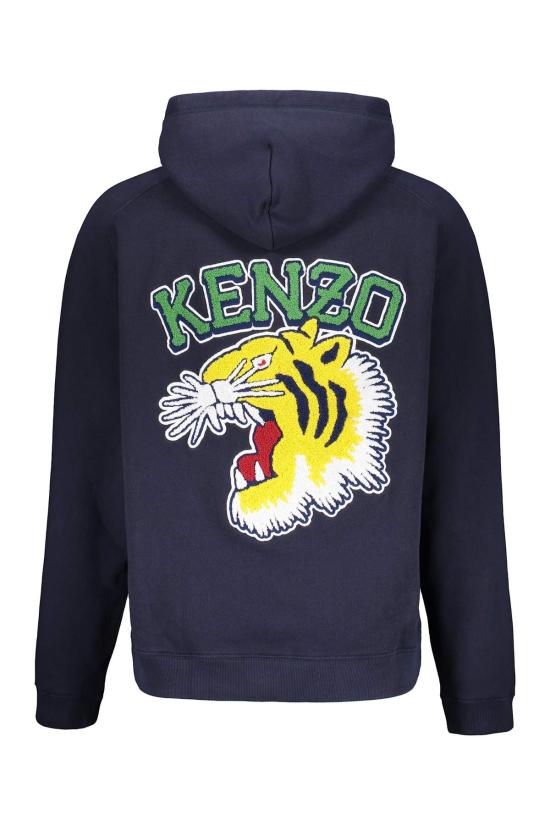  겐조 긴팔 티셔츠 코튼 후드티 블루 - KENZO