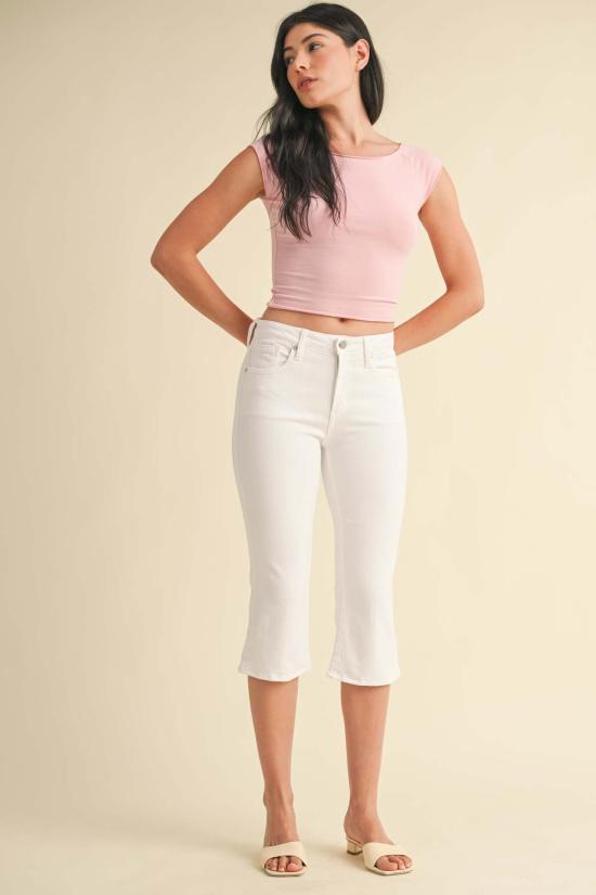  저스트 블랙 데님 데님 팬츠 미드라이즈 카프리 - JUST BLACK DENIM