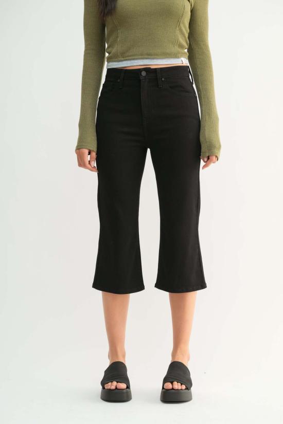  저스트 블랙 데님 데님 팬츠 미드라이즈 카프리 - JUST BLACK DENIM