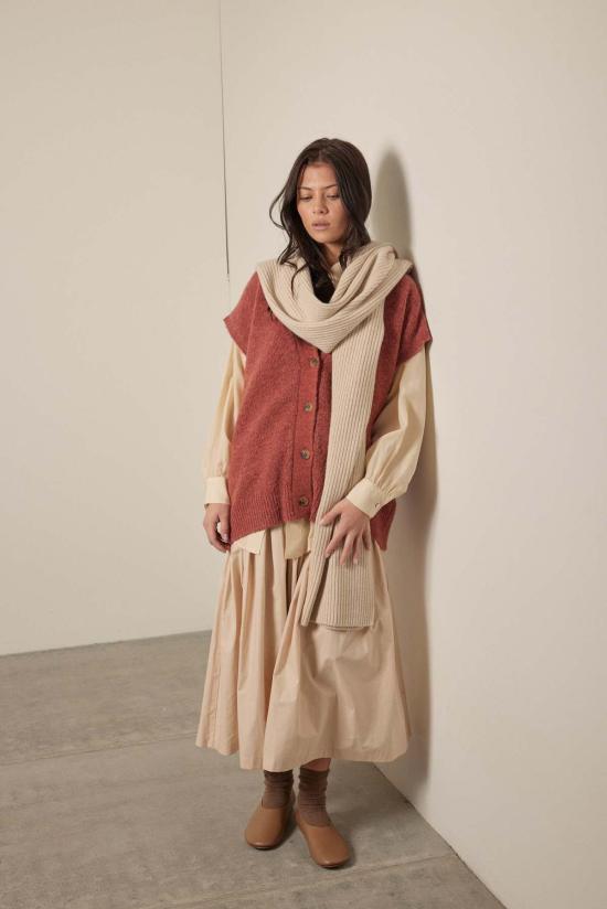  아멘테 베스트 A Mente 알파카 울 블렌드 버튼다운 스웨터  브릭 - AMENTE