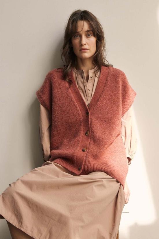  아멘테 베스트 A Mente 알파카 울 블렌드 버튼다운 스웨터  브릭