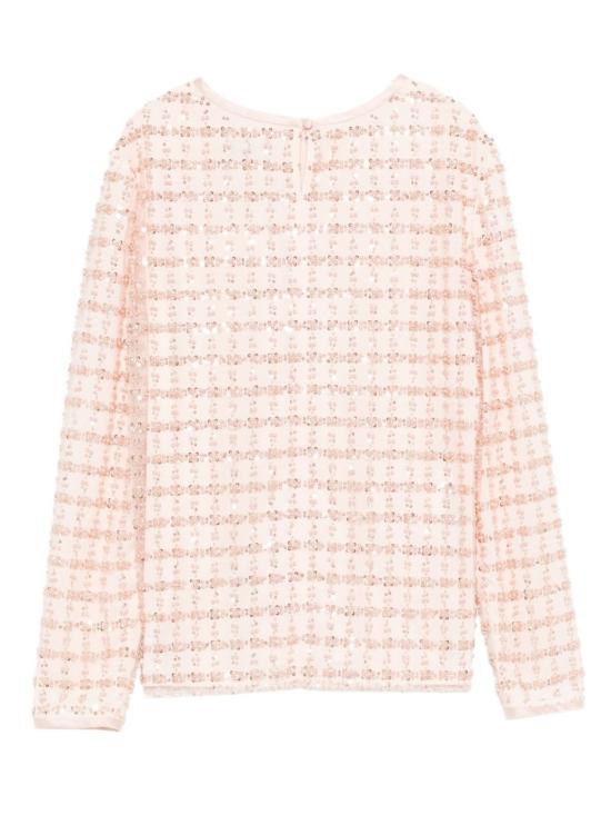  엠포리오 아르마니 긴팔 티셔츠 스팽글 장식 긴팔 탑 핑크 - EMPORIO ARMANI