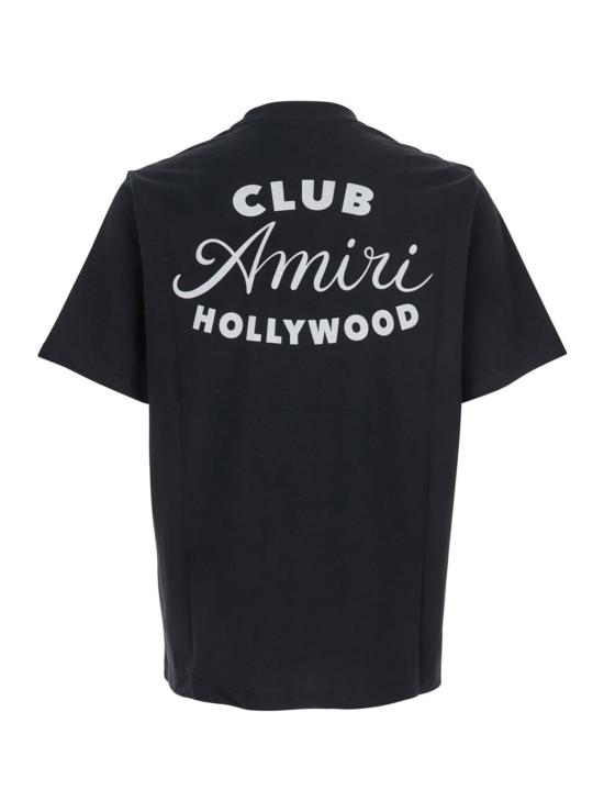  아미리 반팔 티셔츠 크루넥 티셔츠 (로고 레터링 및 맥시 로고 프린트, 블랙) - AMIRI
