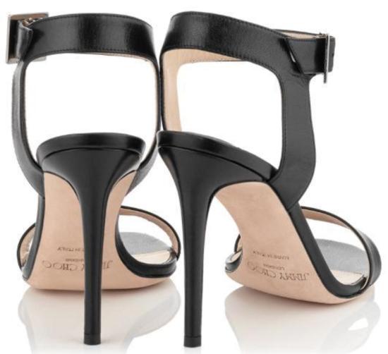  지미추 힐/펌프스 트루스 100 키드 가죽 샌들 블랙 - JIMMY CHOO