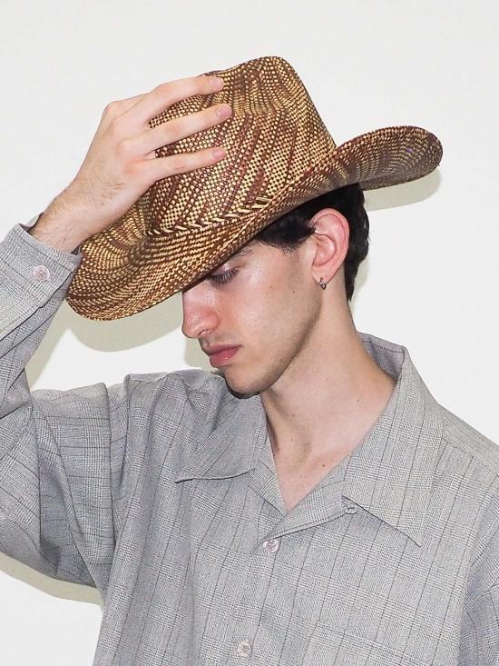  클라이드 모자 리첸 브라운 웨이브 토킬라 스트로 소재의  웨스턴 햇 - CLYDE