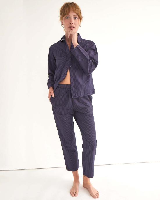  LWN 라운지 웨어 Lwn Strausii 팬츠 미드나잇 펜슬 스트라이프 - LWN