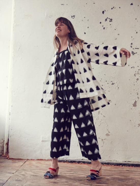  H. Fredriksson 스트레이트 팬츠 H. 프레드릭손 이캇 와이드 팬츠 블랙/크림 - OTHER BRANDS