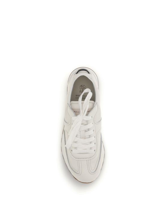 26SS 브루넬로 쿠치넬리 샤이니 루프 소프트 그레인 가죽 러너 MZDKG3235 C4295 WHITE - BRUNELLO CUCINELLI