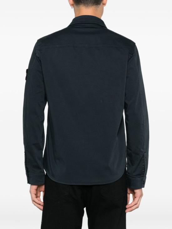  스톤 아일랜드 긴팔 셔츠 코튼 셔츠 블루 - STONE ISLAND