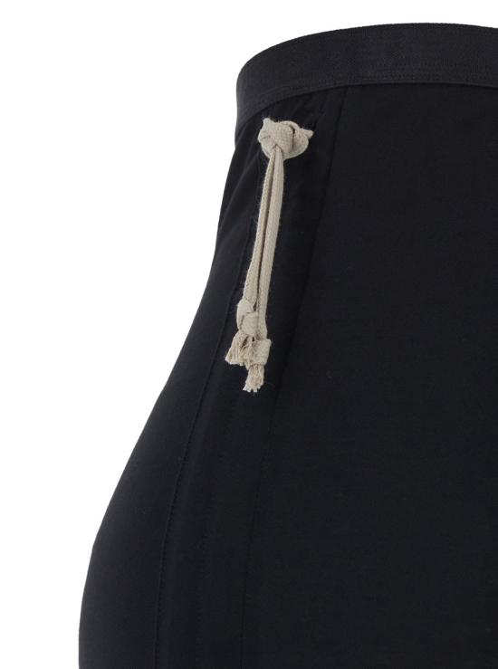  릭 오웬스 롱 스커트 , 옆면 조임끈 및 일자형 밑단, 블랙 - RICK OWENS