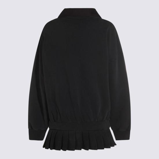  발렌시아가 미디 원피스 블랙 코튼 드레스 (페이디드 블랙) - BALENCIAGA