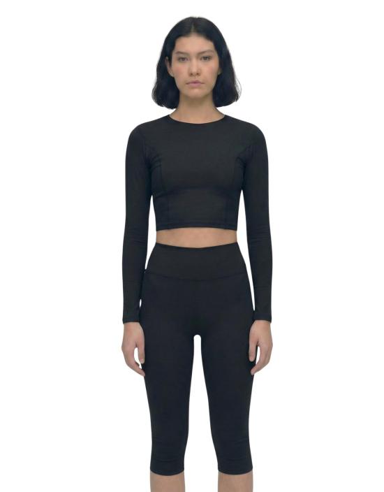  hauslabel 긴팔 티셔츠 하우스라벨 롱 슬리브 크롭 탑 느와르