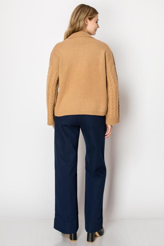  더블유 캐시미어 긴팔 티셔츠 W. 캐시미어 딘 캐시미어 케이블 니트 폴로 풀오버 샌드 - W. CASHMERE