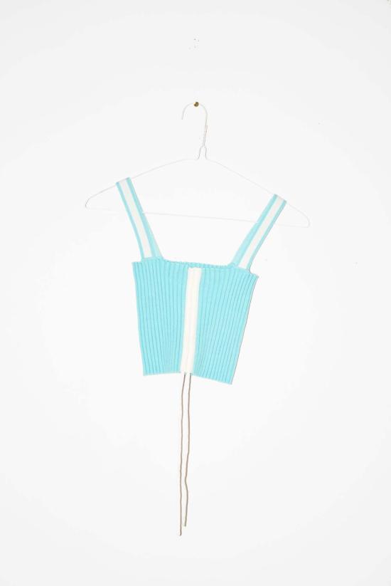  주주 민소매 티셔츠 지우 지우 논나 탱크니 크롭 탱크 피신/아이보리 프리즘 - GIU GIU